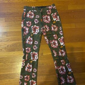 XOXO Hunter Green Floral Print Dress Pants | Size 6